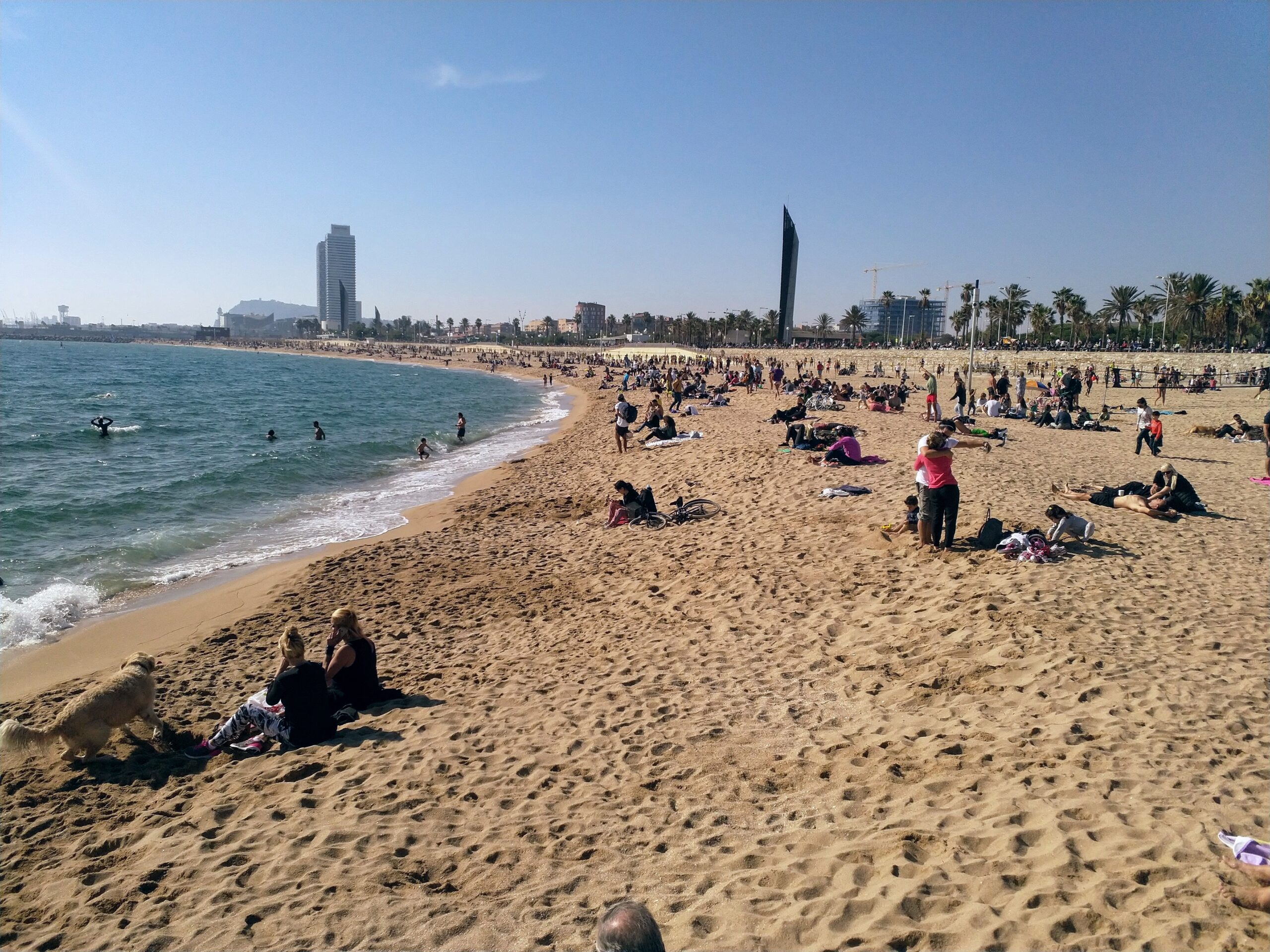 Barceloneta beach with views to W hotel