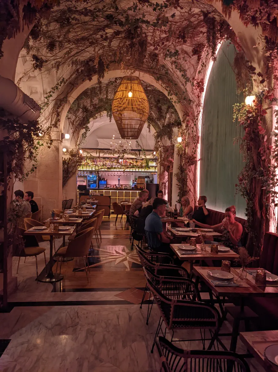 an empty beautiful restaurant in alicante