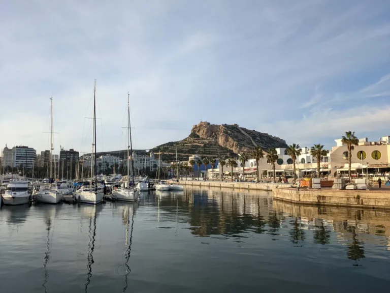 alicante harbour in sunlight