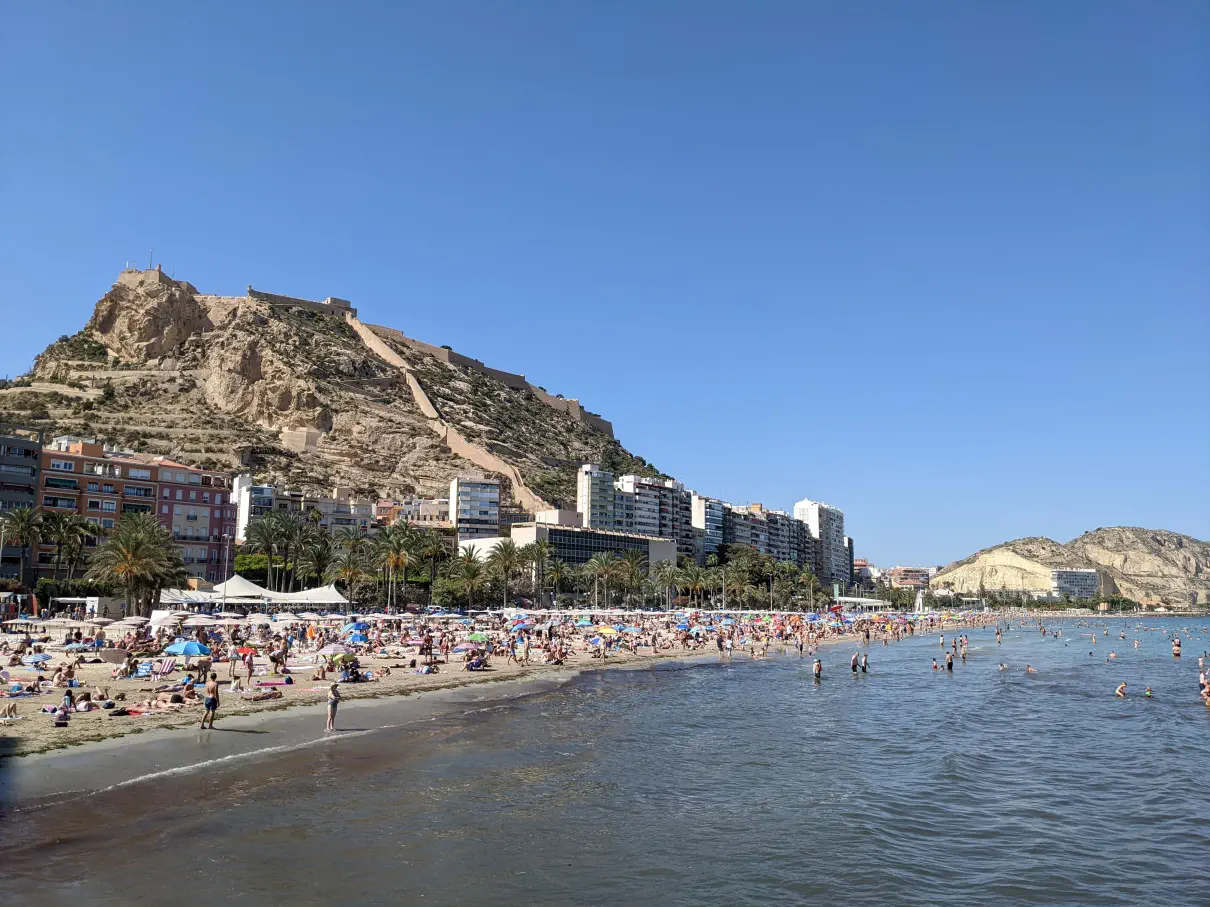 alicante sights - castillo santa barbara from the beach