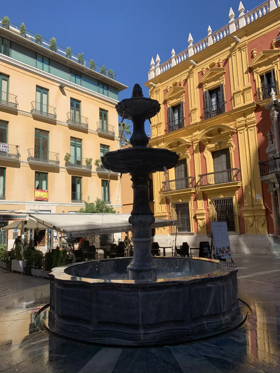 a fountain in Malaga old town