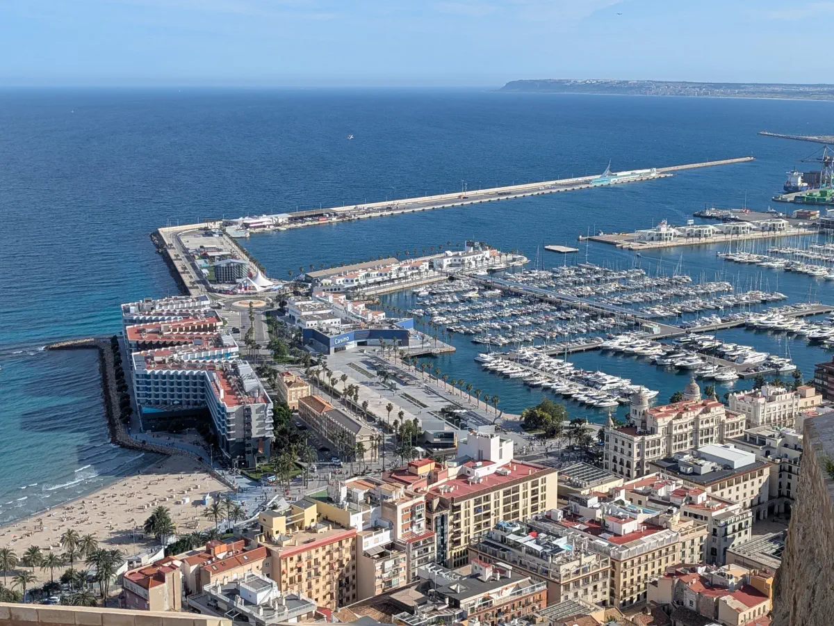 views to the alicante harbour from the santa barbara castle