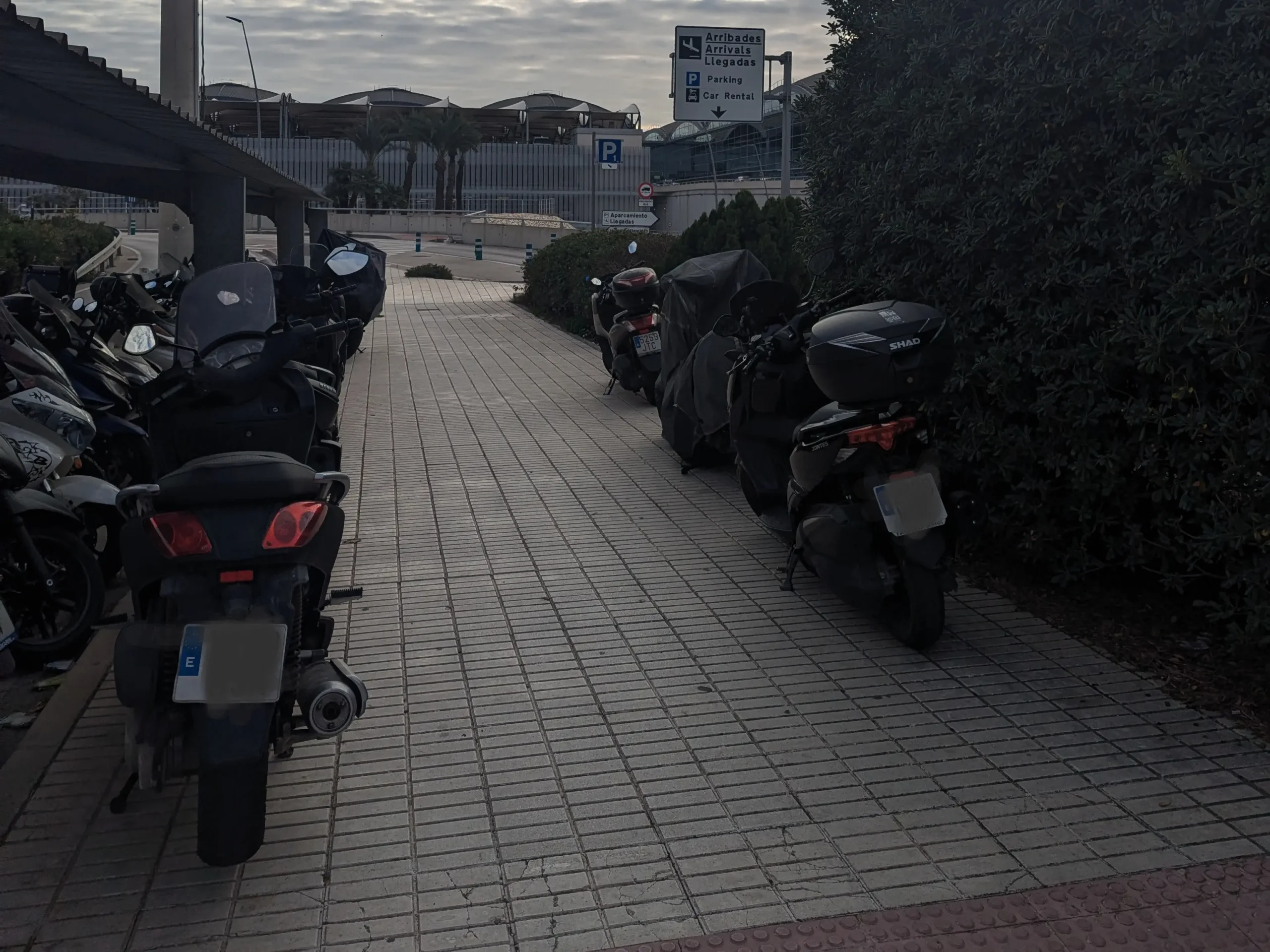 motorcycle park at alicante airport