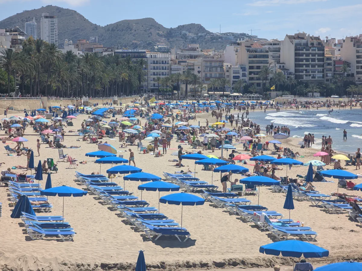 Playa Poniente full of people in Benidorm