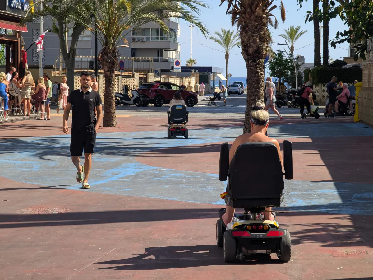 brits using trolleys to save themselves the trouble of walking in benidorm