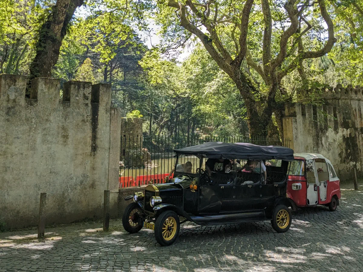 an old beautiful car on the countryside