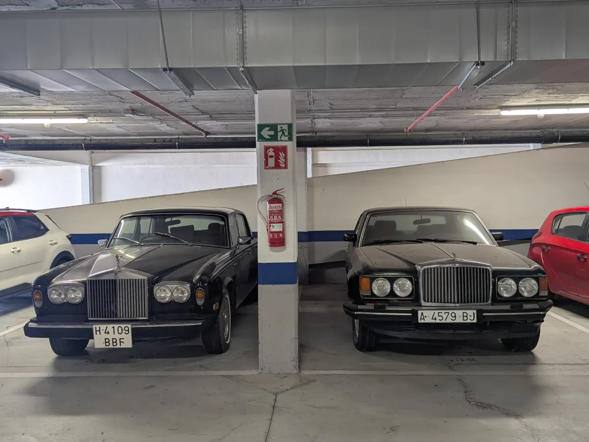 old cars in a garage